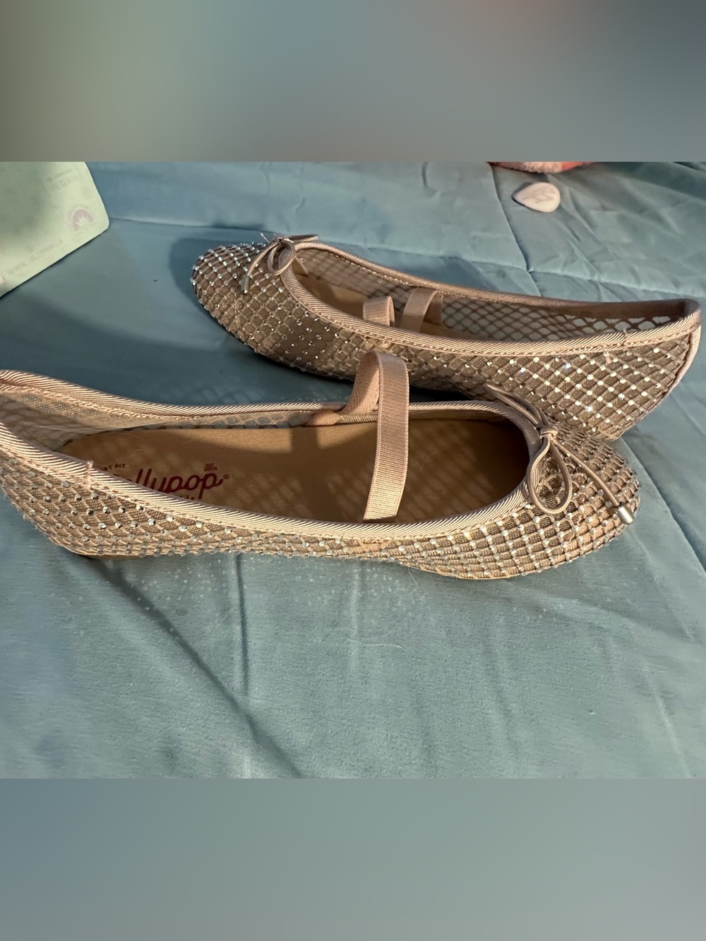 Jellypop Champagne Glitter Ballet Flats with Mary Jane Strap